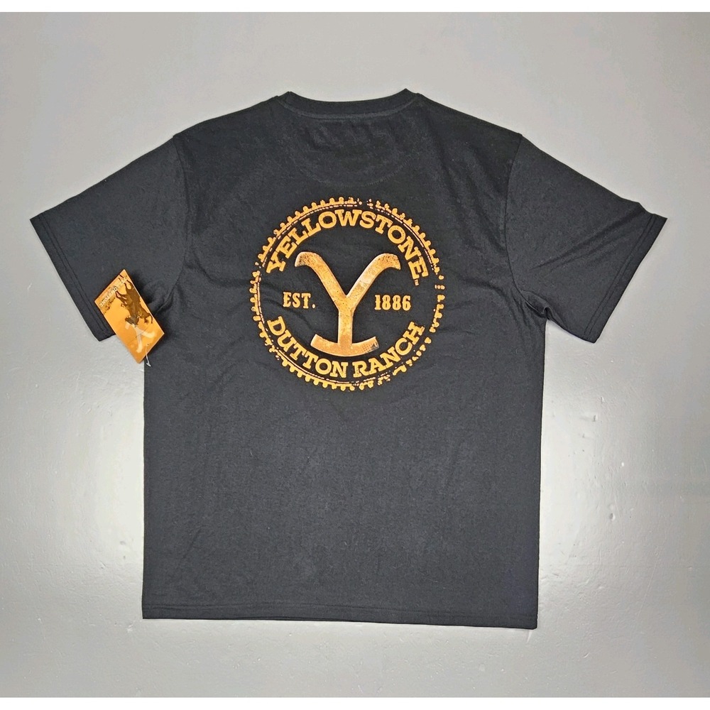Yellowstone Dutton Ranch T-Shirt Mens Large. Black Stain Resistant. TV Show. NWT